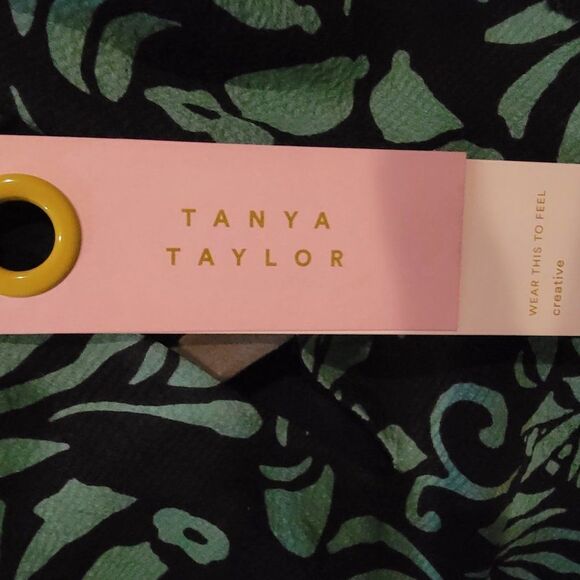 Tanya Taylor Telissa Ruffle Dress Green Navy Print Silk Dress Size 2 - Picture 8 of 16